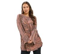 Yours Curve Abstract Print Soft Touch Jumper - Women's - Plus Size Curve Orange