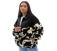 Yours Curve Abstract Print Teddy Fleece Jacket - Women's - Plus Size Curve