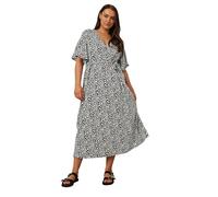 Yours Curve Abstract Print Wrap Midaxi Dress - Women's - Plus Size Curve Black