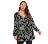 Yours Curve Abstract Print Wrap Top - Women's - Plus Size Curve Black