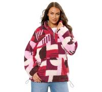 Yours Curve Abstract Quarter Zip Fleece - Women's - Plus Size Curve Pink