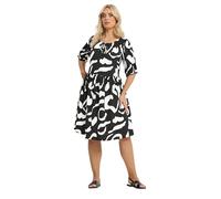 Yours Women's Abstract Tie Front Dress in Black | Size: 22/24