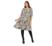 Yours Curve Abstract Tie Neck Dress - Women's - Plus Size Curve Black