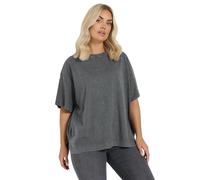 Yours Curve Acid Wash Heavyweight Boxy T-Shirt - Women's - Plus Size Curve Grey