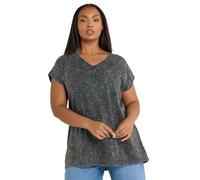 Yours Curve Acid Wash Heavyweight Top - Women's - Plus Size Curve Grey