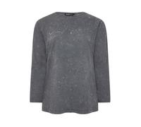 Yours Curve Acid Wash Long Sleeve Top - Women's - Plus Size Curve Grey