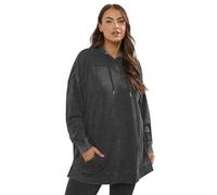 Yours Curve Acid Wash Longline Hoodie - Women's - Plus Size Curve Black