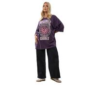Yours Curve Acid Wash 'Positive Energy' Oversized T-Shirt - Women's - Plus Size Curve Purple