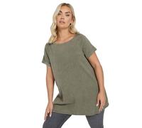 Yours Curve Green Acid Wash Ribbed Swing T-Shirt - Women's - Plus Size Curve