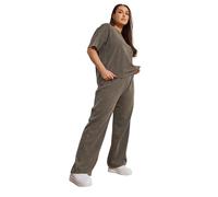 Acid Wash Wide Leg Joggers Yours Brown 18