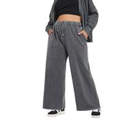 Yours Curve Acid Wash Wide Leg Joggers - Women's - Plus Size Curve Grey