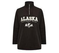 Yours Women's 'Alaska' Slogan Half Zip Fleece in Brown | Size: 22/24