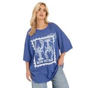 Yours Women's Graphic Slogan T-Shirt in Blue | Size: 14 Yours Blue 14