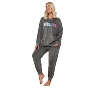 Yours Curve 'And Relax' Slogan Lounge Set - Women's - Plus Size Curve Grey