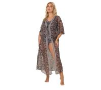 Yours Curve Animal Chiffon Kimono - Women's - Plus Size Curve Black