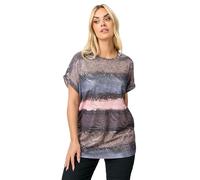 Yours Curve Animal Foil Stripe Top - Women's - Plus Size Curve Grey