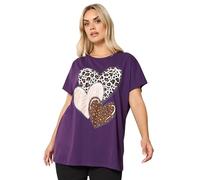 Yours Curve Animal Heart Glitter T-Shirt - Women's - Plus Size Curve Purple
