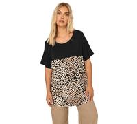 Yours Curve Animal Print Colourblock Top - Women's - Plus Size Curve Black