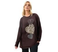 Yours Curve Animal Print Heart Soft Touch Jumper - Women's - Plus Size Curve