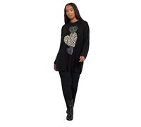 Yours Curve Animal Print Heart Soft Touch Jumper - Women's - Plus Size Curve Black