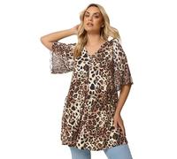 Yours Curve Animal Print Mesh Sleeve Top - Women's - Plus Size Curve