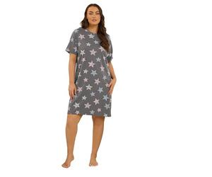 Yours Curve Animal Star Print Sleep Tee Nightdress - Women's - Plus Size Curve Grey