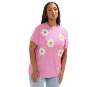 Yours Curve Applique Daisy T-Shirt - Women's - Plus Size Curve Pink