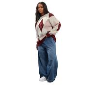 Yours Curve Argyle Knitted Jumper - Women's - Plus Size Curve Red