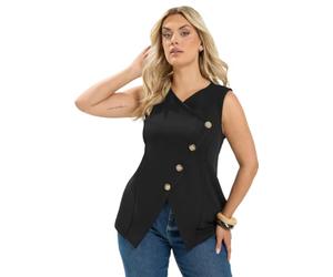 Yours Curve Asymmetric Button Waistcoat - Women's - Plus Size Curve