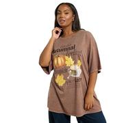 Yours Curve Autumnal Print Relaxed T-Shirt - Women's - Plus Size Curve Brown