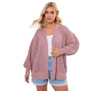 Yours Curve Balloon Sleeve Knitted Cardigan - Women's - Plus Size Curve Pink