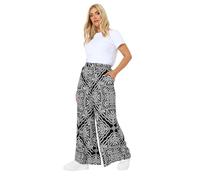 Yours Women's Bandana Print Textured Wide Leg Trousers in Black | Size: 22-24 Yours Black 22-24