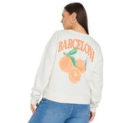 Yours Curve 'Barcelona' Orange Back Print Sweatshirt - Women's - Plus Size Curve