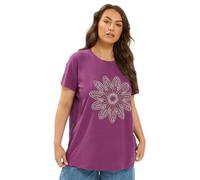 Yours Curve Beaded Daisy T-Shirt - Women's - Plus Size Curve Purple