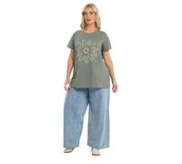 Yours Curve Sage Beaded Daisy T-Shirt - Women's - Plus Size Curve Green