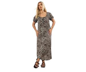 Yours Curve Beige Leopard Print Textured Maxi Dress - Women's - Plus Size Curve