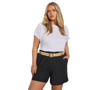 Yours Curve Belted Linen Shorts - Women's - Plus Size Curve Black