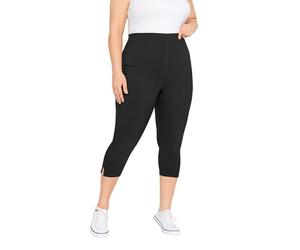 Yours Curve Bengaline Cropped Stretch Pull On Trousers - Women's - Plus Size Curve Black