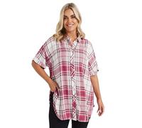 Yours Curve Berry Check Print Shirt - Women's - Plus Size Curve Red