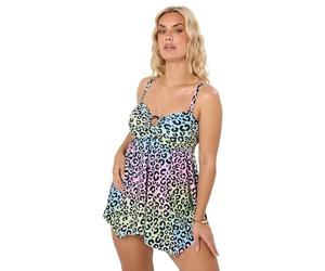 Yours Curve Black Aztec Print Hanky Hem Tankini Top - Women's - Plus Size Curve