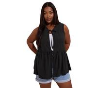 Yours Curve Black Bow Tie Front Top - Women's - Plus Size Curve