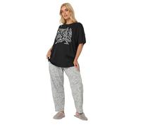Yours Women's 'Breakfast Club' Wide Leg Pyjama Set | Size: 22-24 Yours Multicolor 22-24