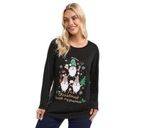 Yours Curve Black 'Christmas with My Gnomies' Novelty T-Shirt - Women's - Plus Size Curve
