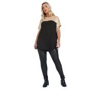 Yours Curve Black Colour Block Foil Panel Top - Women's - Plus Size Curve