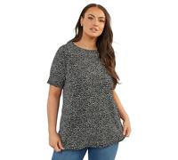 Yours Curve Dot Print Textured Top - Women's - Plus Size Curve Black