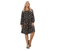 Yours Curve Black Dot Print Tie Neck Dress - Women's - Plus Size Curve