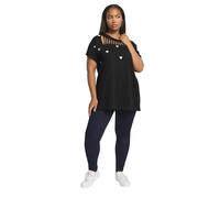 Yours Curve Black Embroidered Heart Slash Detail Top - Women's - Plus Size Curve