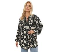Yours Curve Black & Floral Crochet Trim Blouse - Women's - Plus Size Curve