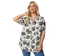 Yours Curve & Black Floral Frill Neck Blouse - Women's - Plus Size Curve