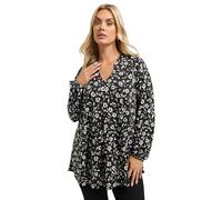 Yours Curve Black Floral Pleat Front Top - Women's - Plus Size Curve